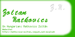 zoltan matkovics business card